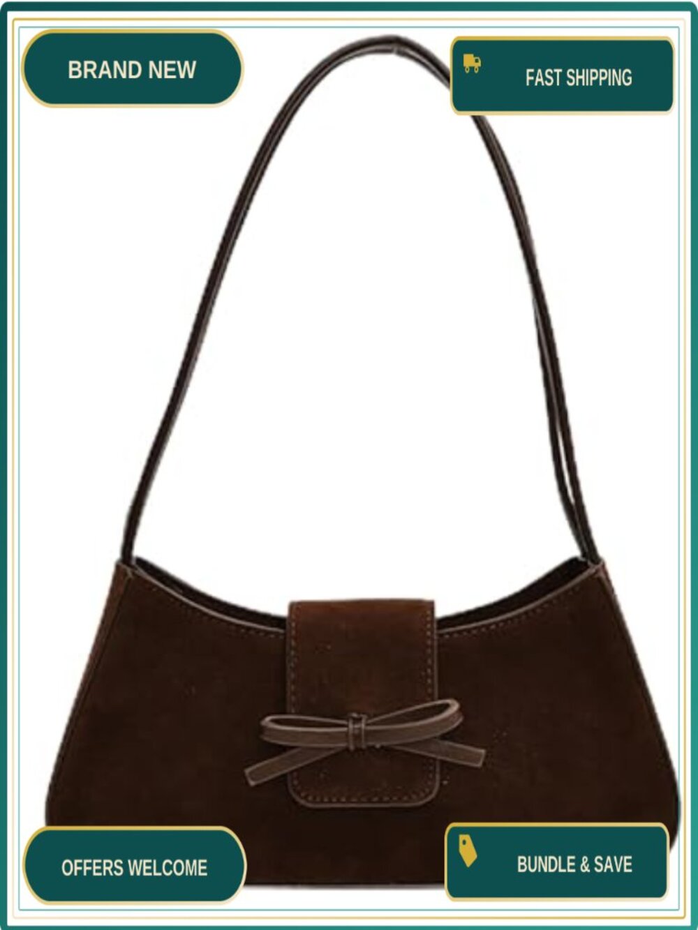 Suede Shoulder Bag for Women Coquette Bow Purse Mini Clutch